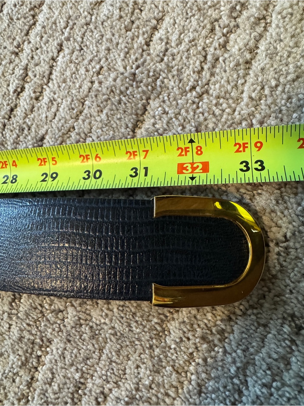 Vintage Cipriani Navy Lizard Leather Belt with Gold Horseshoe Buckle Med - Picture 6 of 7